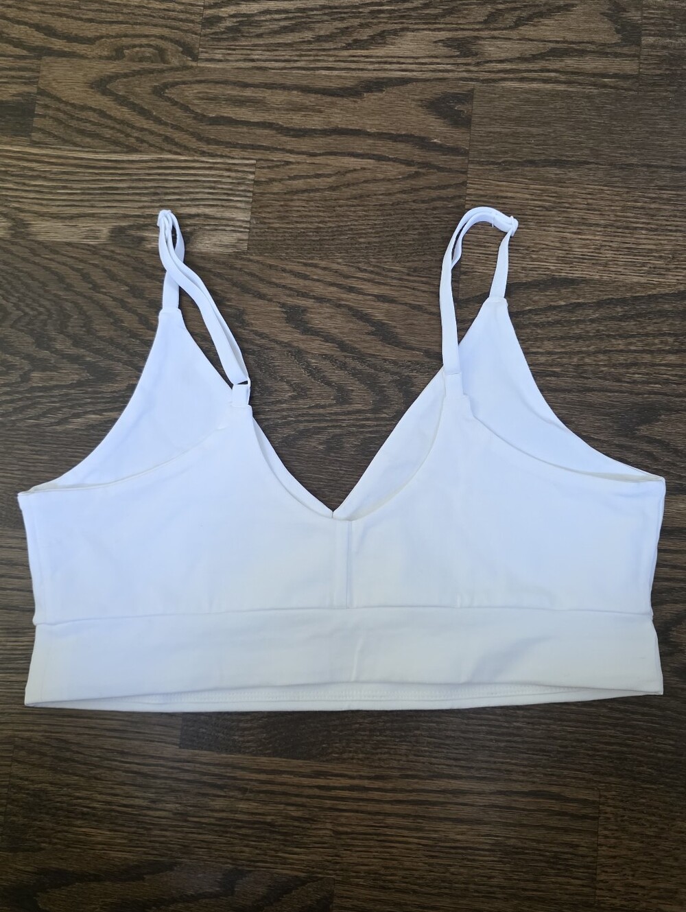 NWOT Pact White Seamless V-Neck Bralette Organic Cotton Size L - Picture 3 of 5